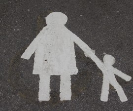 mother child chalk drawing